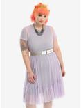 Lavender Mesh Babydoll Dress Plus Size, PURPLE, hi-res