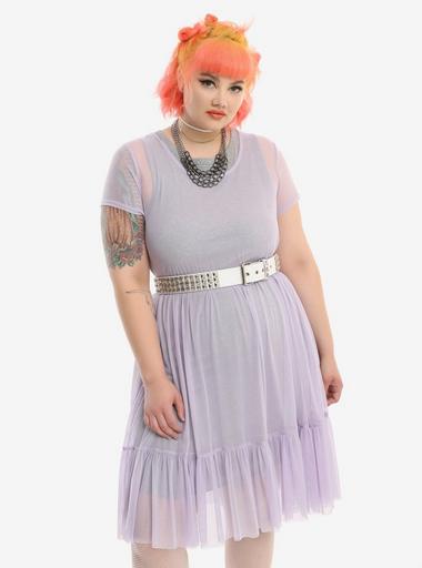 Lavender Mesh Babydoll Dress Plus Size | Hot Topic