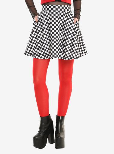 herlipto BlockCheck Skort white×black S Black & White Plaid O-Ring Skater Skirt | Hot Topic