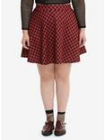 Red & Black Checkered Skirt Plus Size, RED, hi-res