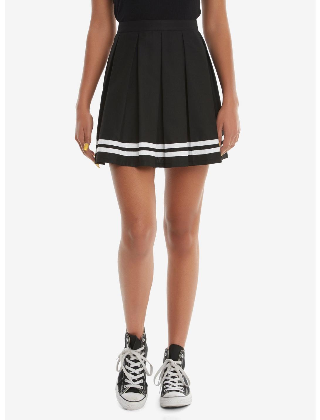 Black Pleated Cheer Skirt, BLACK, hi-res