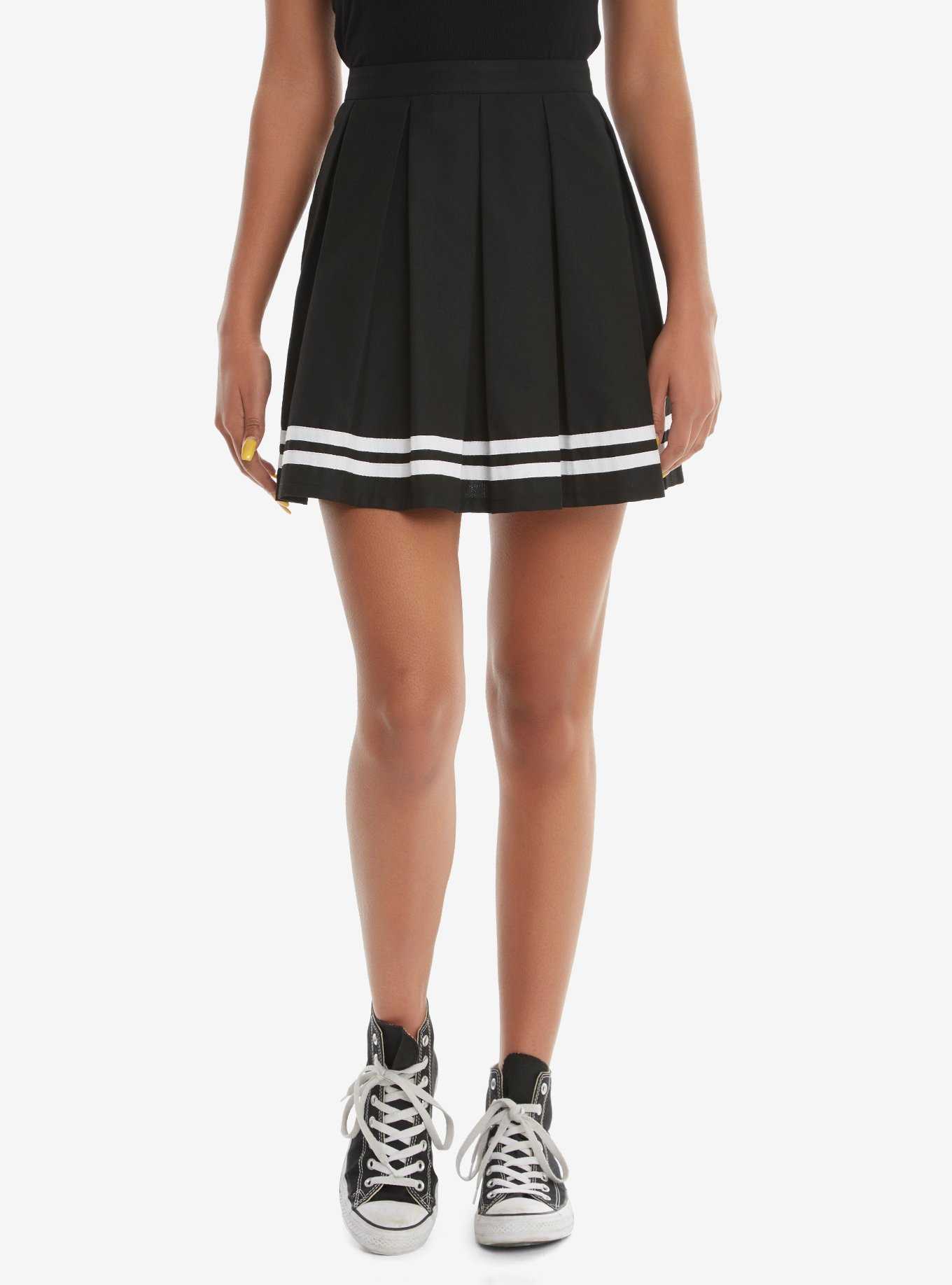 Black Pleated Cheer Skirt, , hi-res