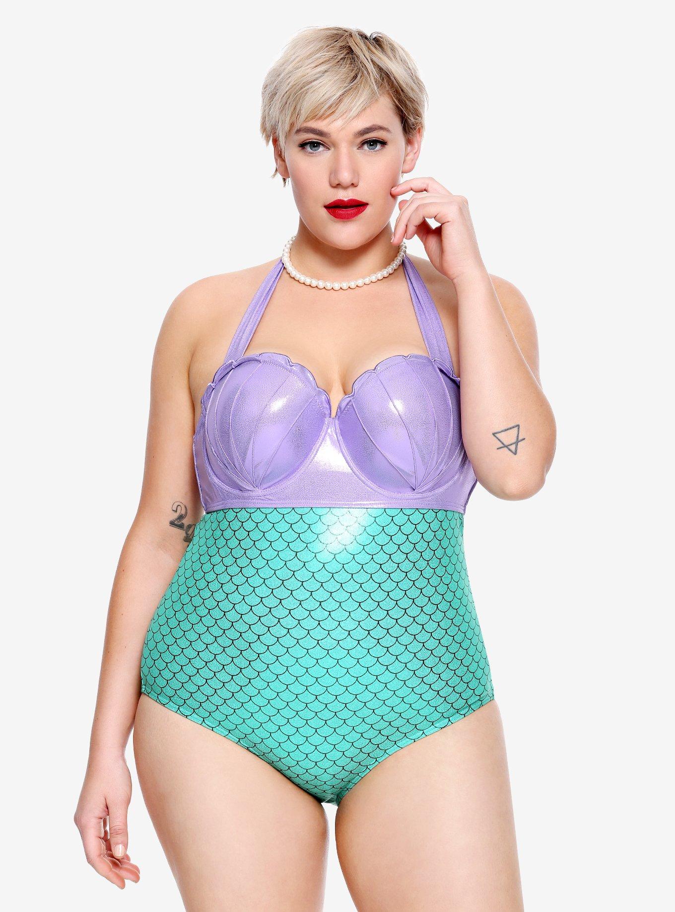 Disney The Little Mermaid Ariel Seashell Halter Swim Top Plus Size