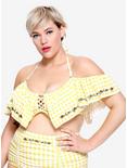 Disney Beauty And The Beast Belle Gingham Flounce Swim Top Plus Size, YELLOW, hi-res