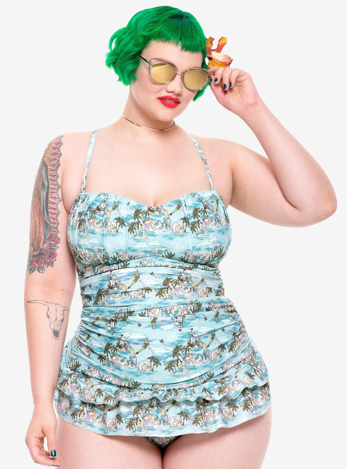 Disney Peter Pan Mermaid Lagoon Retro Swimsuit Plus Size, MULTI, hi-res