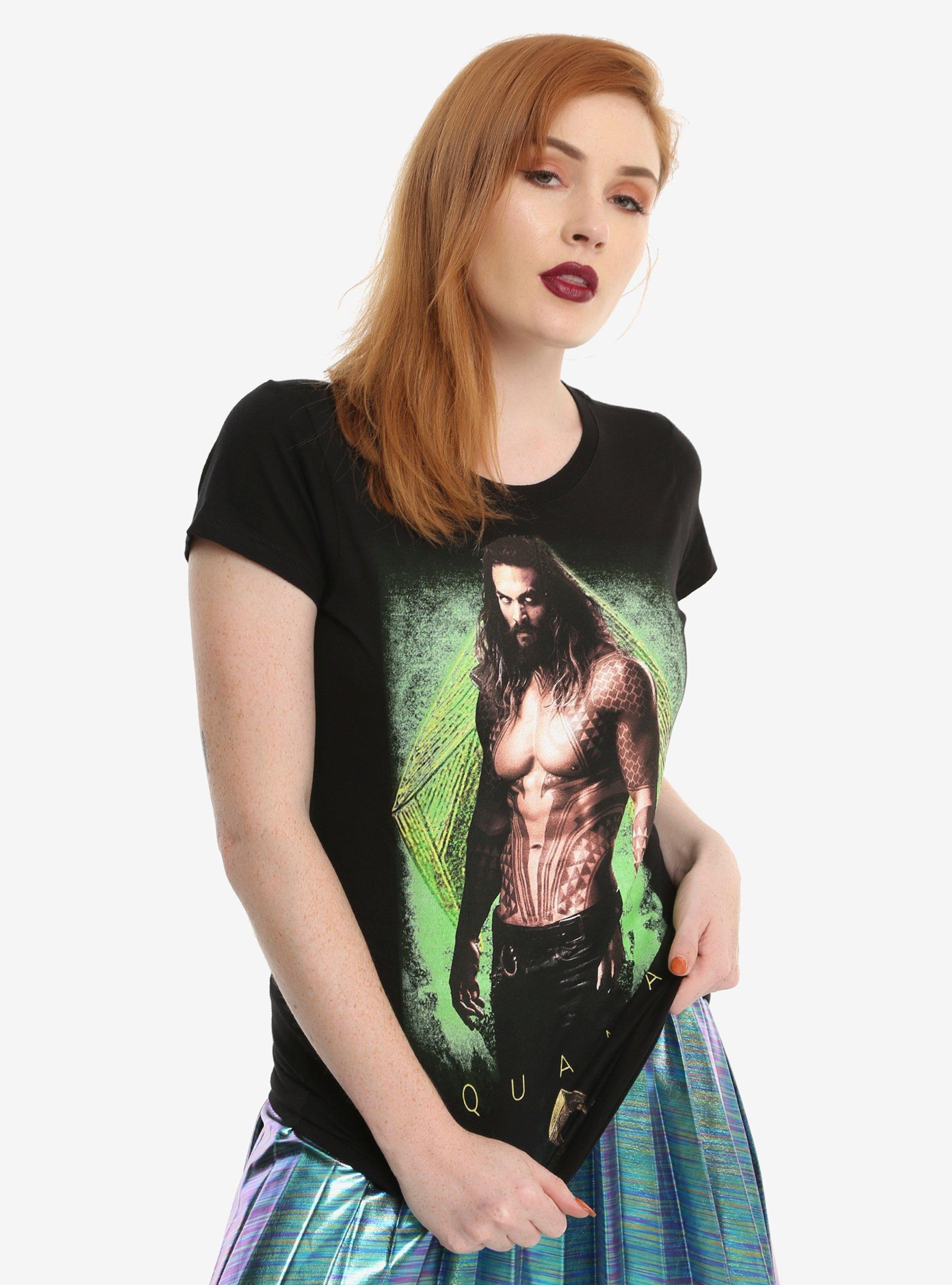 DC Comics Justice League Aquaman Jason Momoa Girls T-Shirt, BLACK, hi-res