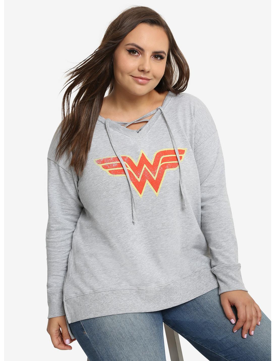 DC Comics Wonder Woman Tie-Front Sweatshirt Plus Size, MULTI, hi-res
