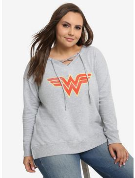 DC Comics Wonder Woman Tie-Front Sweatshirt Plus Size, , hi-res