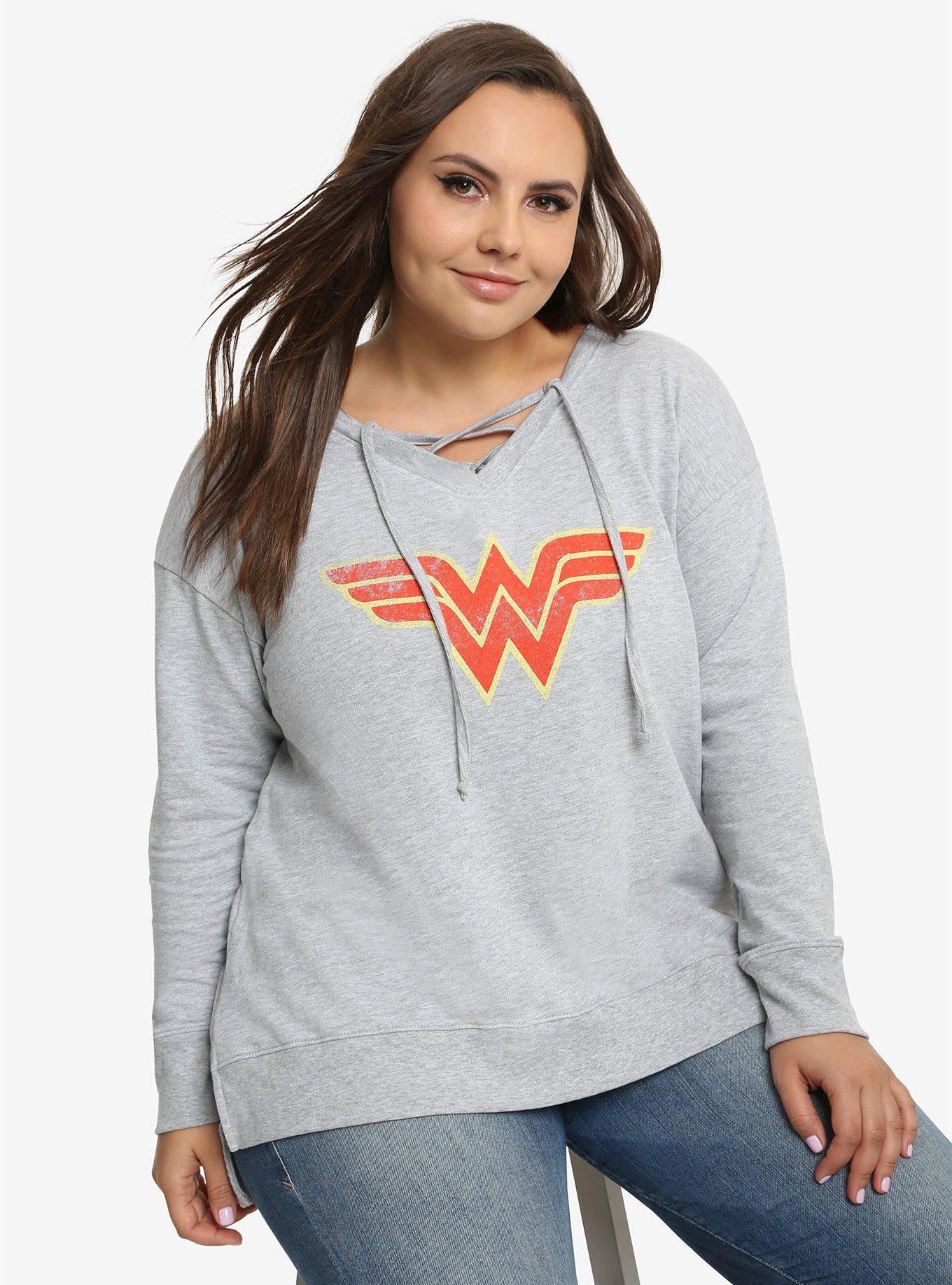 DC Comics Wonder Woman Tie-Front Sweatshirt Plus Size, MULTI, hi-res