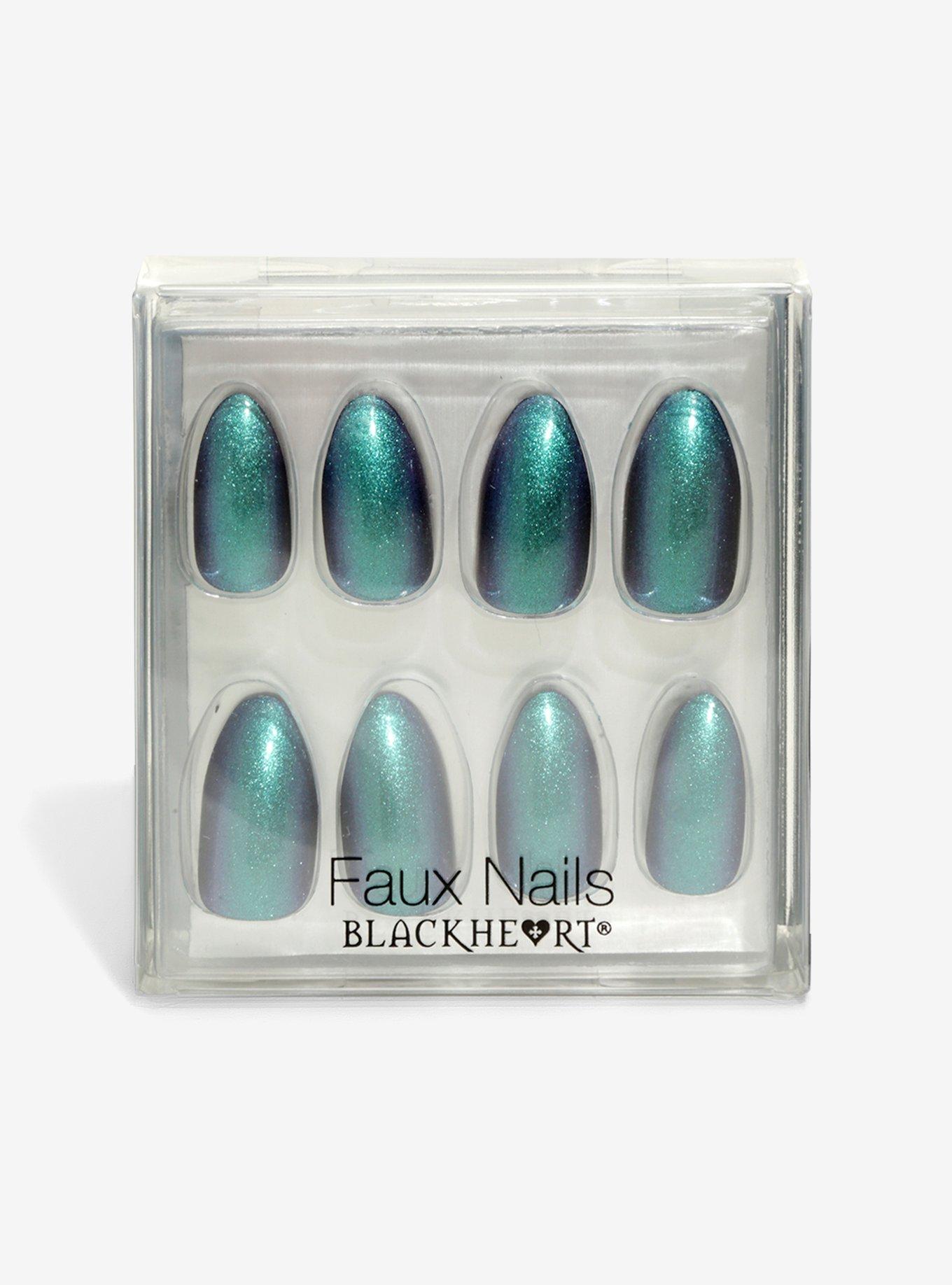 Blackheart Beauty Purple & Green Iridescent Faux Nails, , hi-res