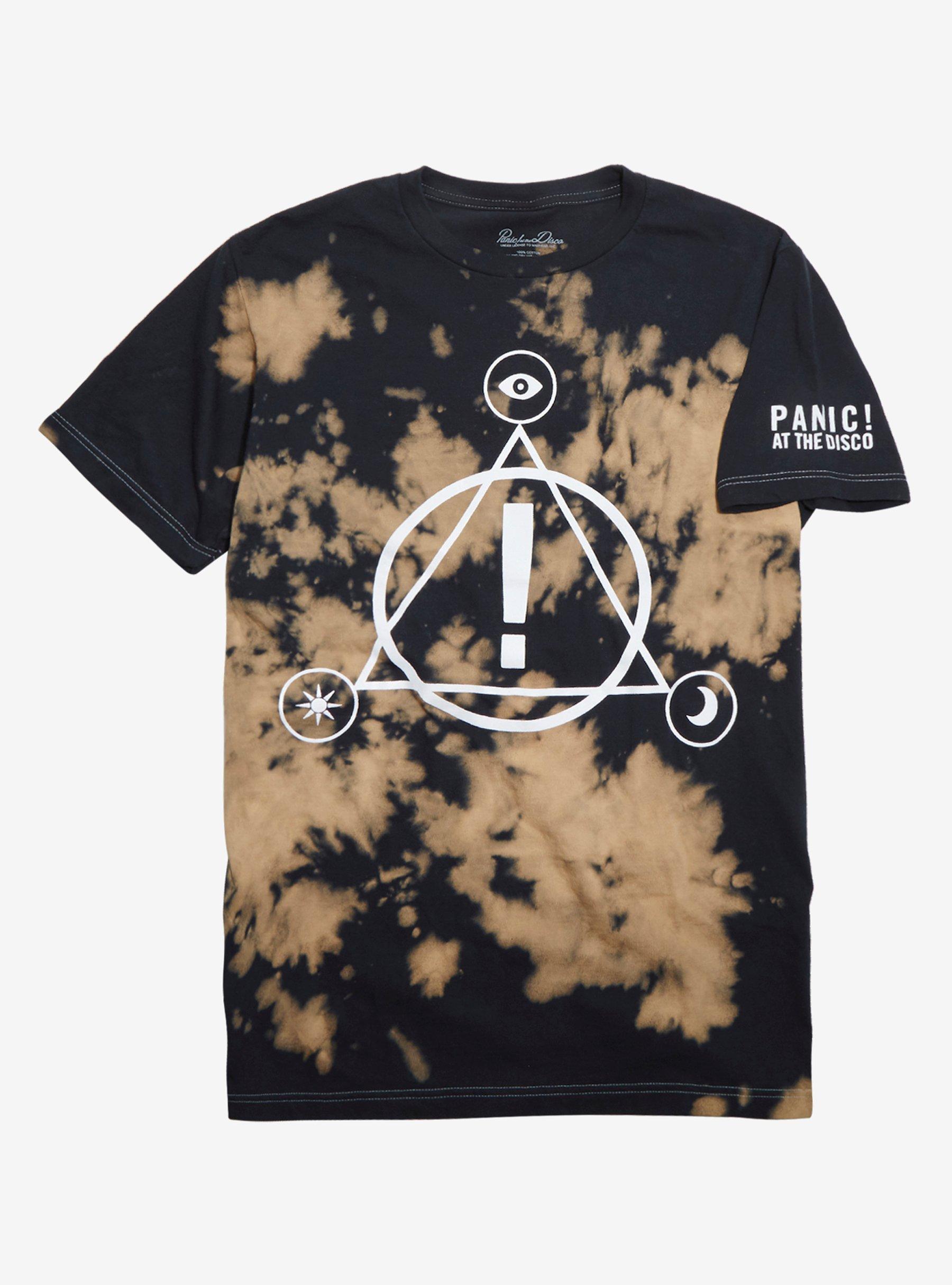 Panic! At The Disco Symbols Logo Bleach Wash T-Shirt, BLACK, hi-res