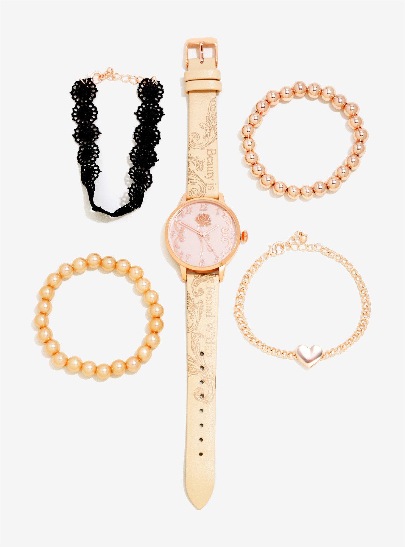 Disney Beauty And The Beast Watch & Bracelet Set, , hi-res