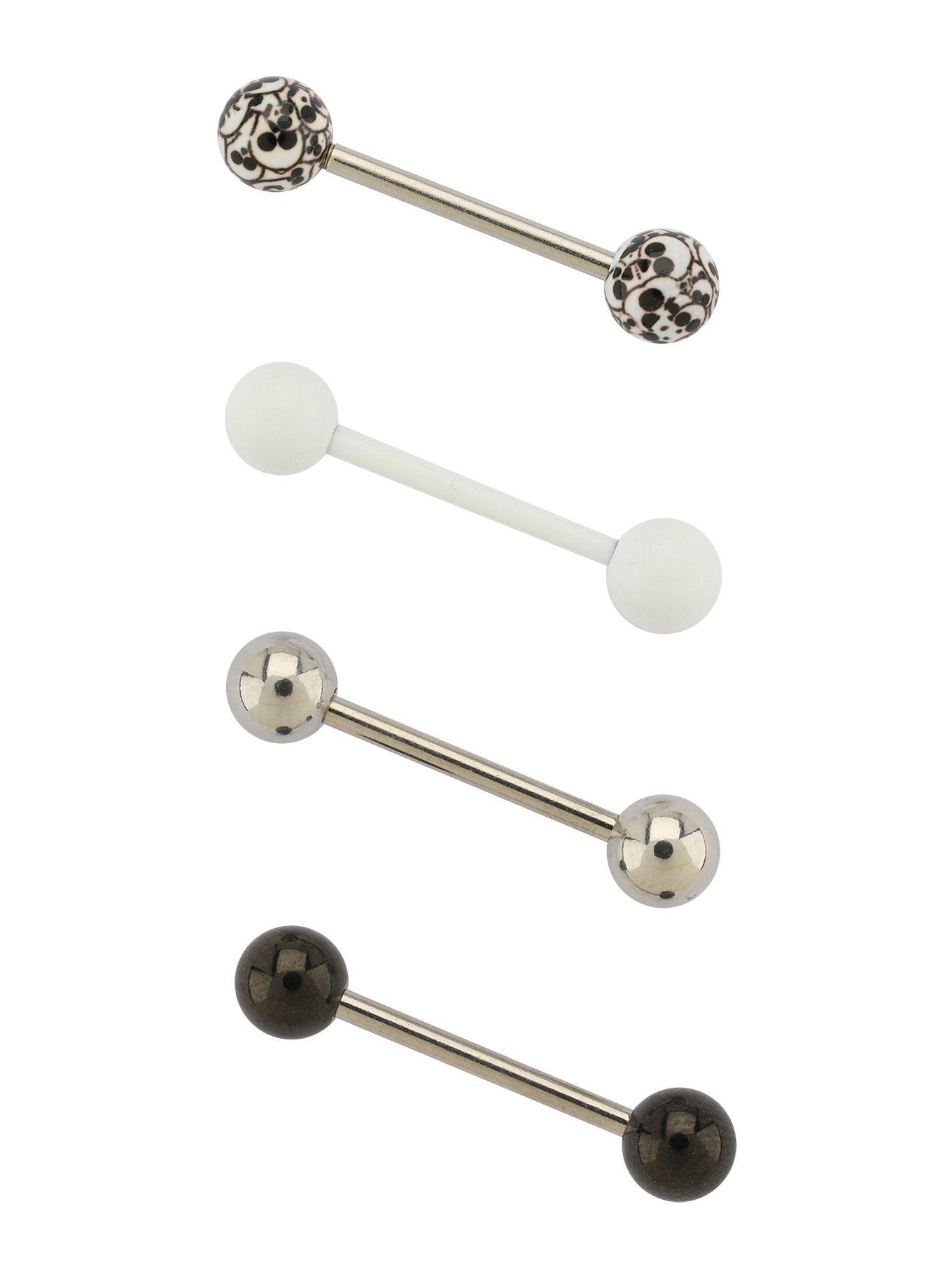 Steel Black & White Skull Swirl Barbell 4 Pack, , hi-res