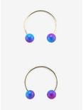 Steel Turquoise & Purple Ombre Bead Circular Barbell, SILVER, hi-res