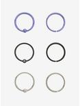 Steel Purple Black & Silver CZ Captive Hoop & Seamless 6 Pack, MULTI, hi-res