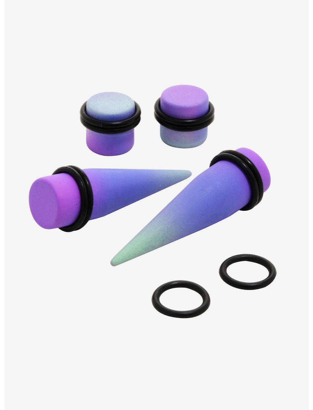 Purple Green Ombre Taper & Plug 4 Pack, MULTI, hi-res