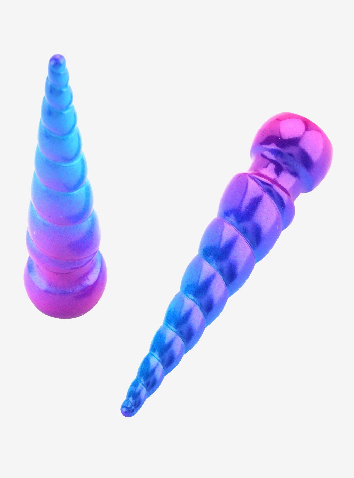 Acrylic Pink & Turquoise Ombre Unicorn Horn Taper 2 Pack, MULTI, hi-res