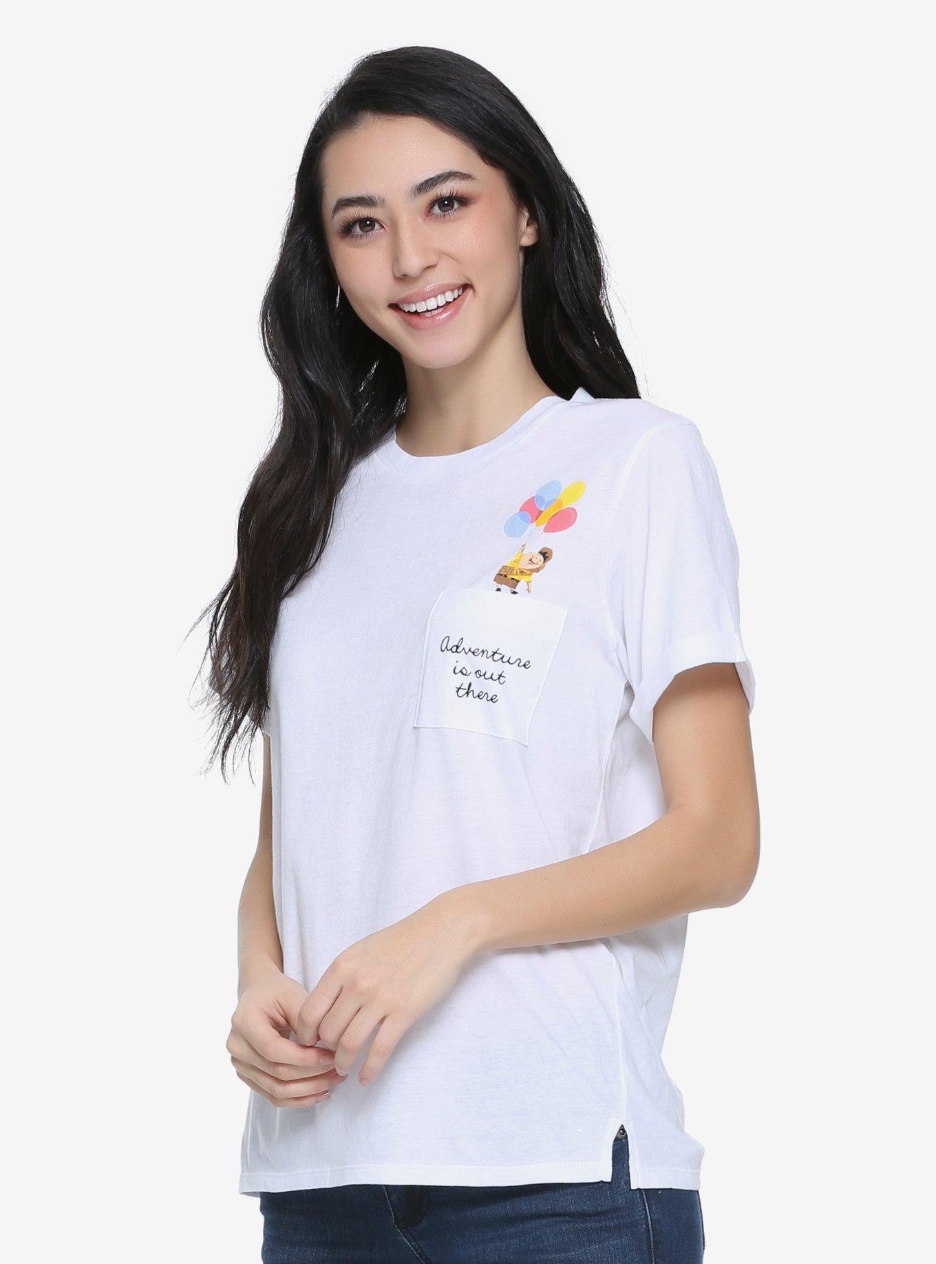 Disney Pixar Up Balloons Pocket Womens Tee - BoxLunch Exclusive, WHITE, hi-res