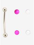 16G Steel Clear & Pink Bead Snakebite Barbell, , hi-res