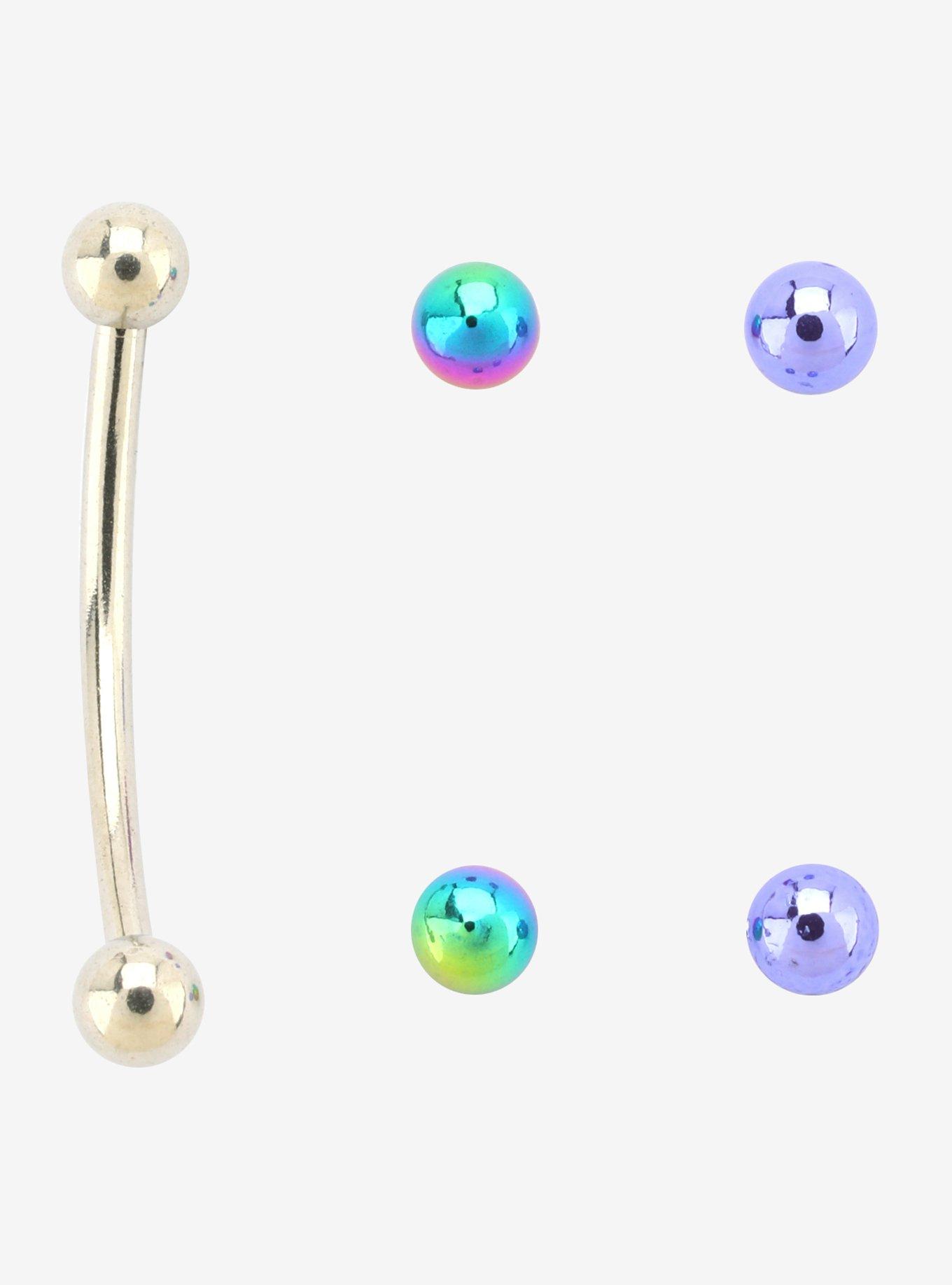 16G Steel Purple & Anodized Bead Snakebite Barbell, , hi-res