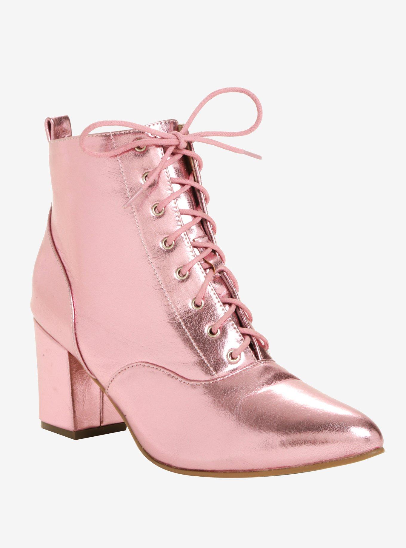 Metallic pink outlet booties