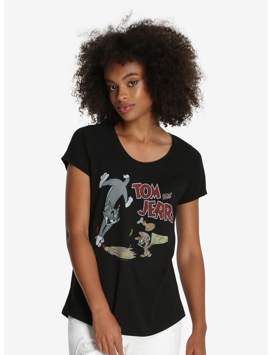 Junk Food Tom And Jerry Cheese Womens Tee, BLACK, hi-res