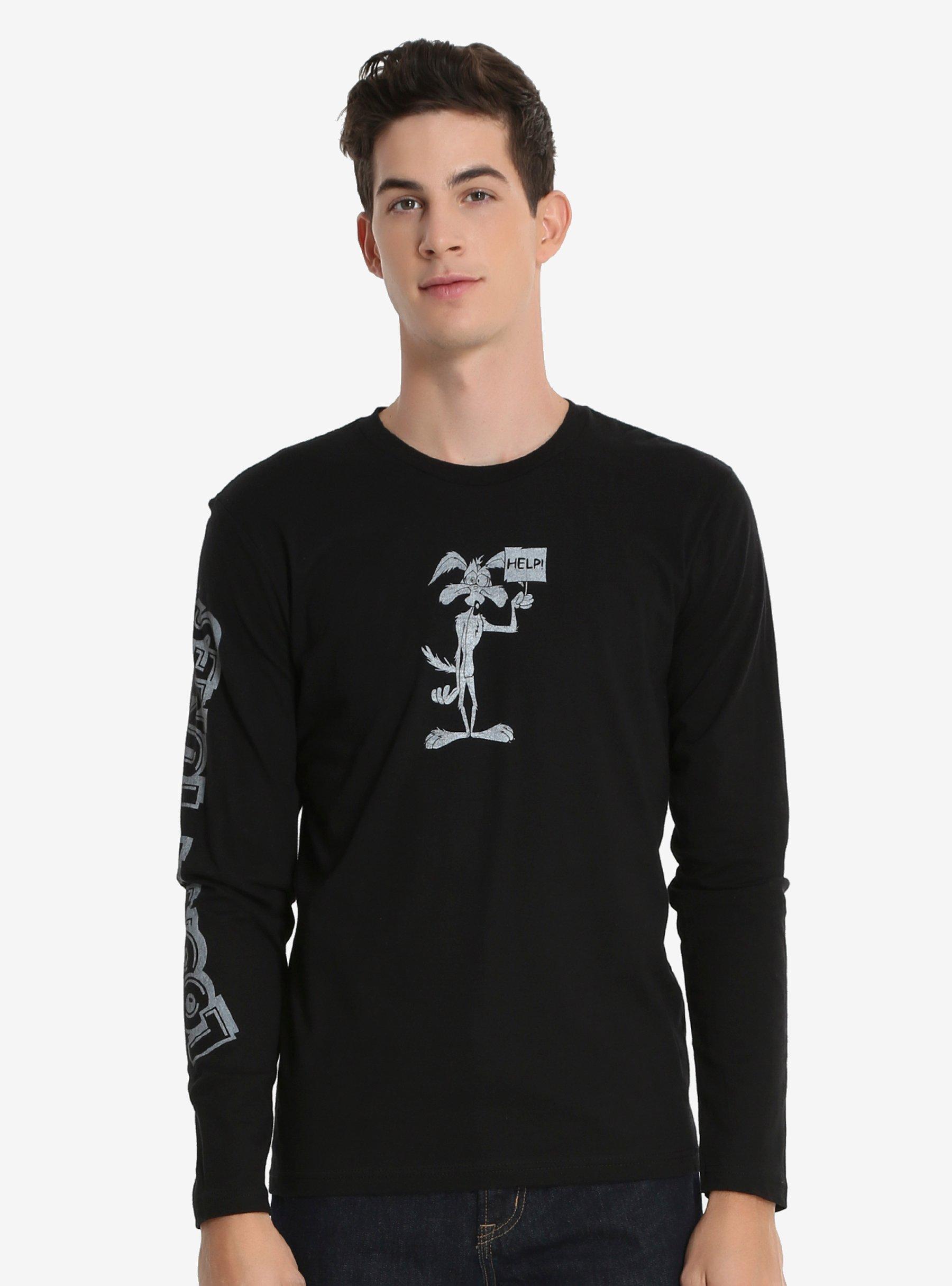 Junk Food Looney Tunes Wile E. Coyote Long Sleeve T-Shirt, BLACK, hi-res