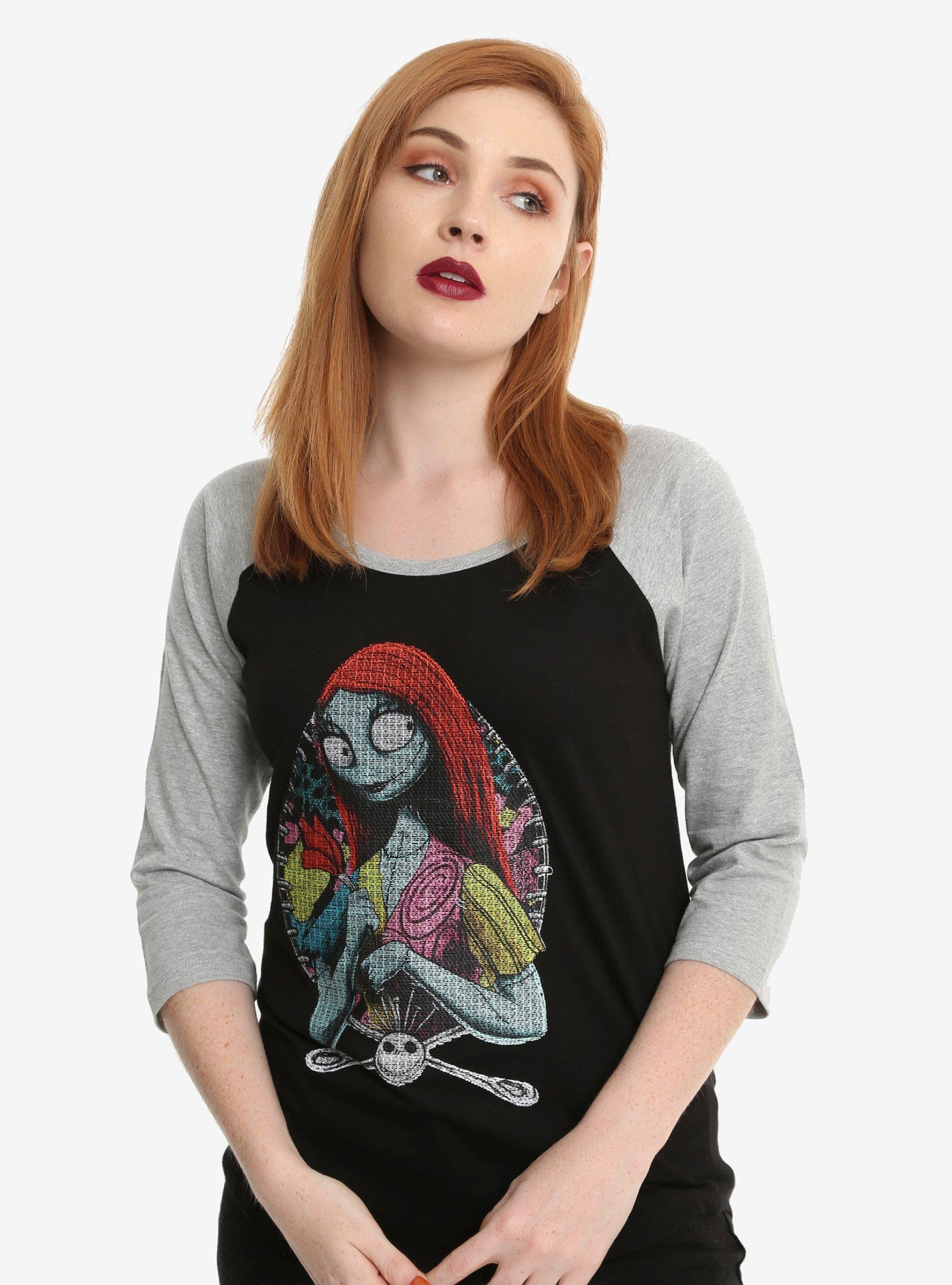 The Nightmare Before Christmas Pixel Thread Girls Raglan, BLACK, hi-res