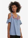 Disney Minnie Mouse Embroidered Cold Shoulder Top - BoxLunch Exclusive, BLUE, hi-res