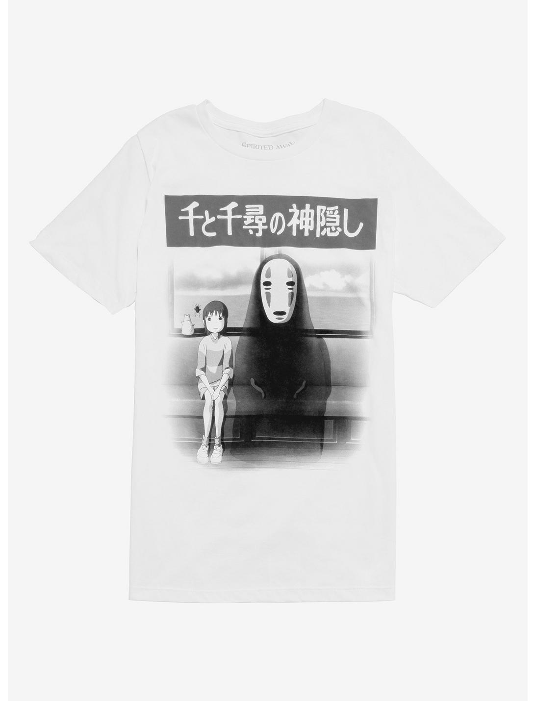 Studio Ghibli Spirited Away Black & White Train Ride T-Shirt, WHITE, hi-res