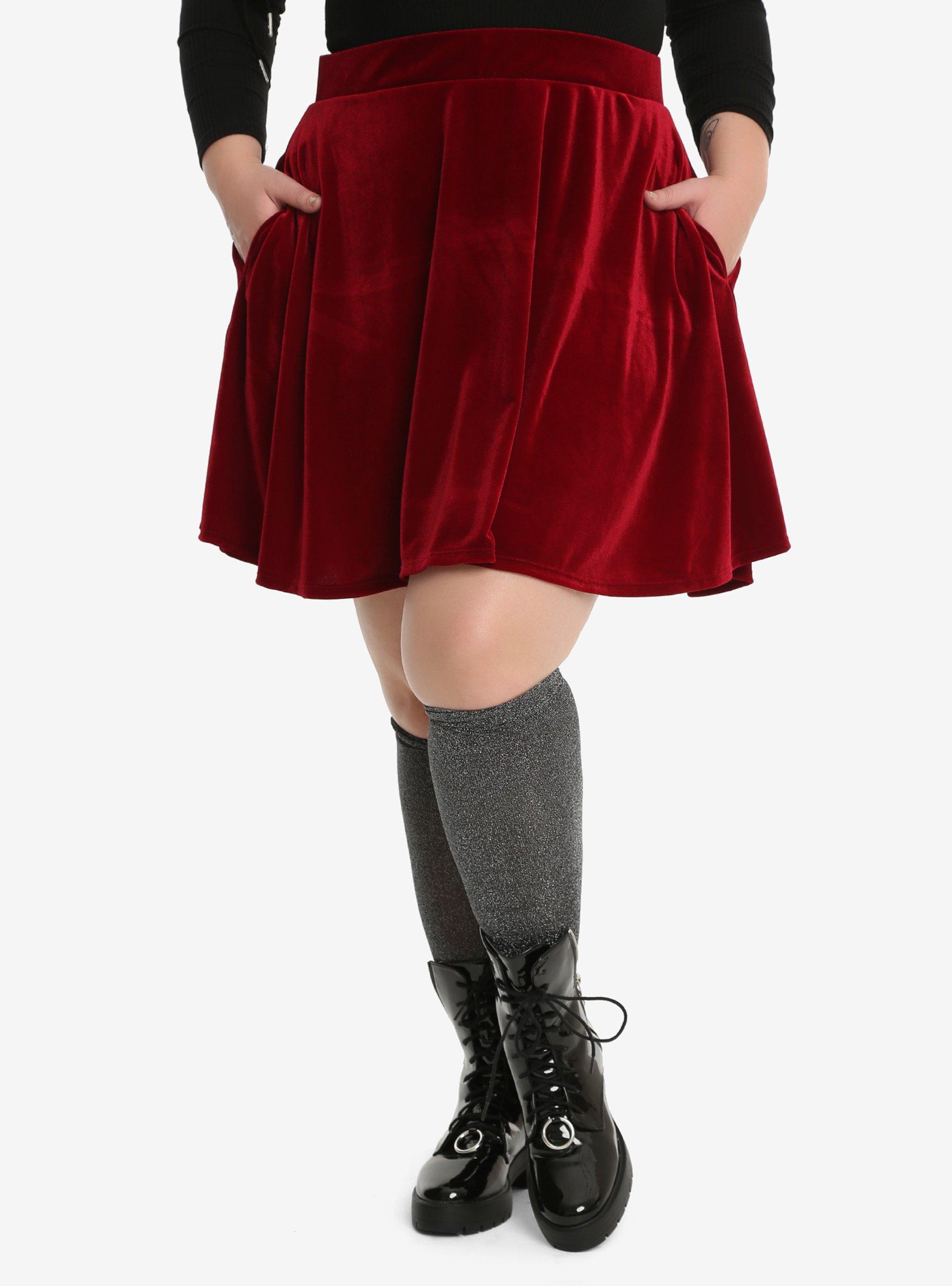 Burgundy Velvet Circle Skirt Plus Size Hot Topic 0284