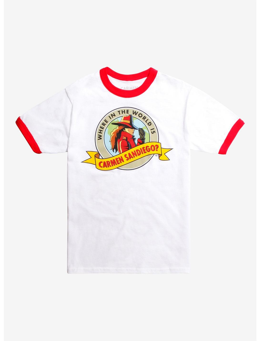 Where In The World Is Carmen Sandiego? Logo Ringer T-Shirt, WHITE, hi-res