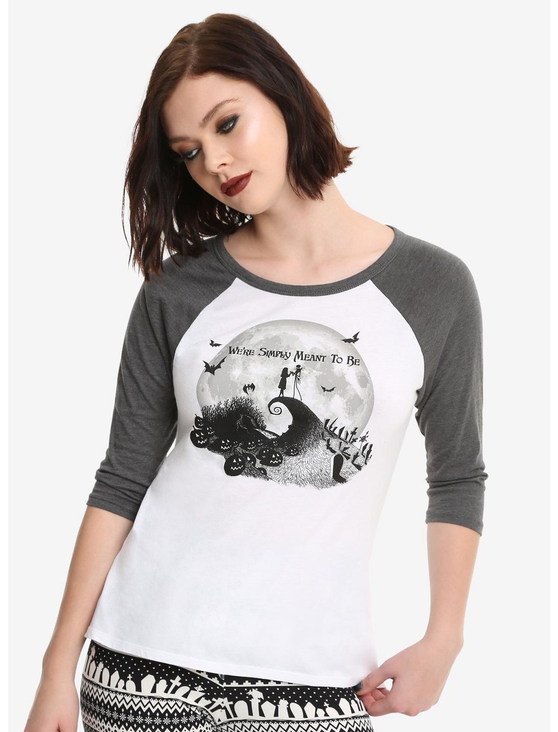 The Nightmare Before Christmas Simply Meant To Be Girls Raglan, WHITE, hi-res