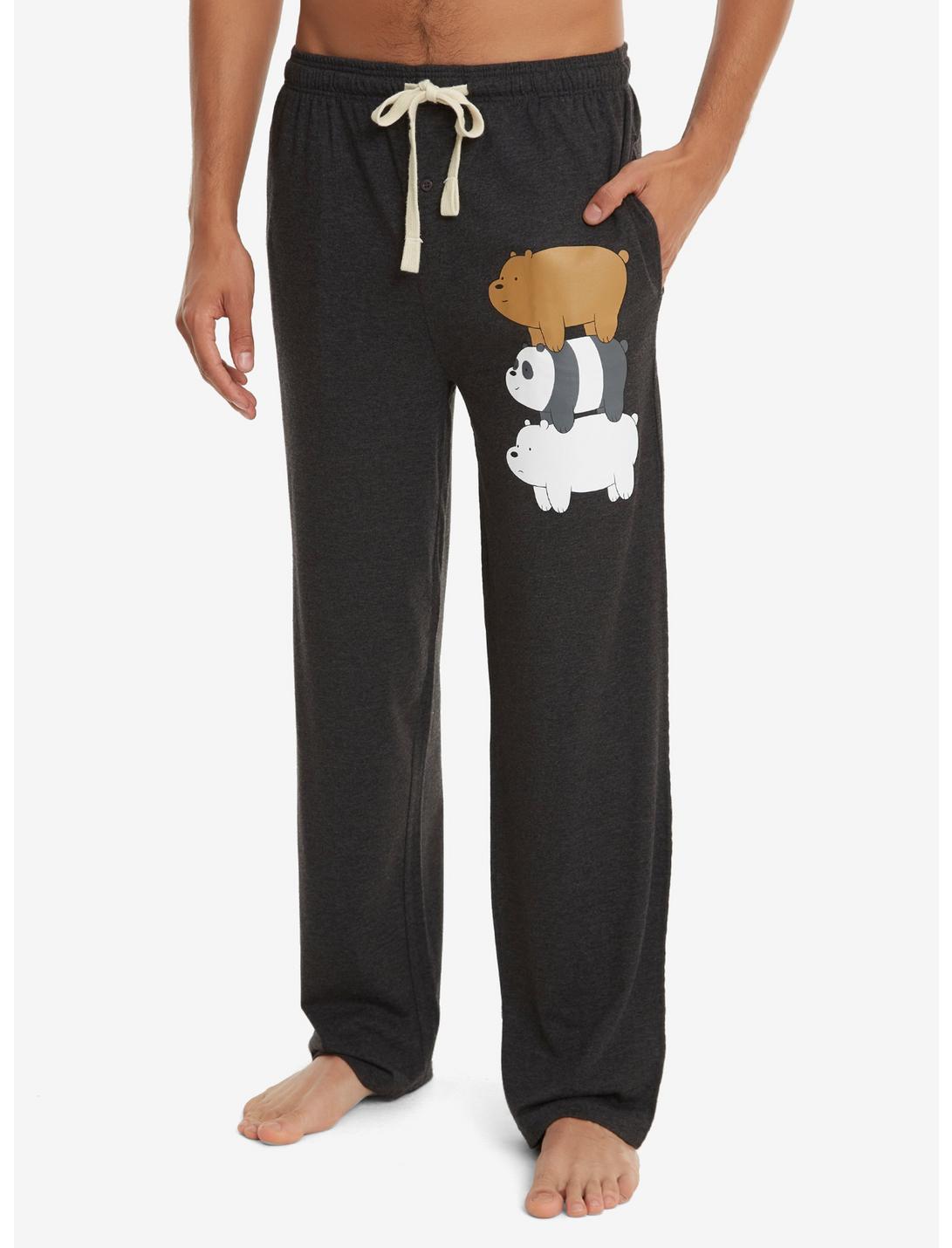 We Bare Bears Bear Stack Guys Pajama Pants, BLACK, hi-res