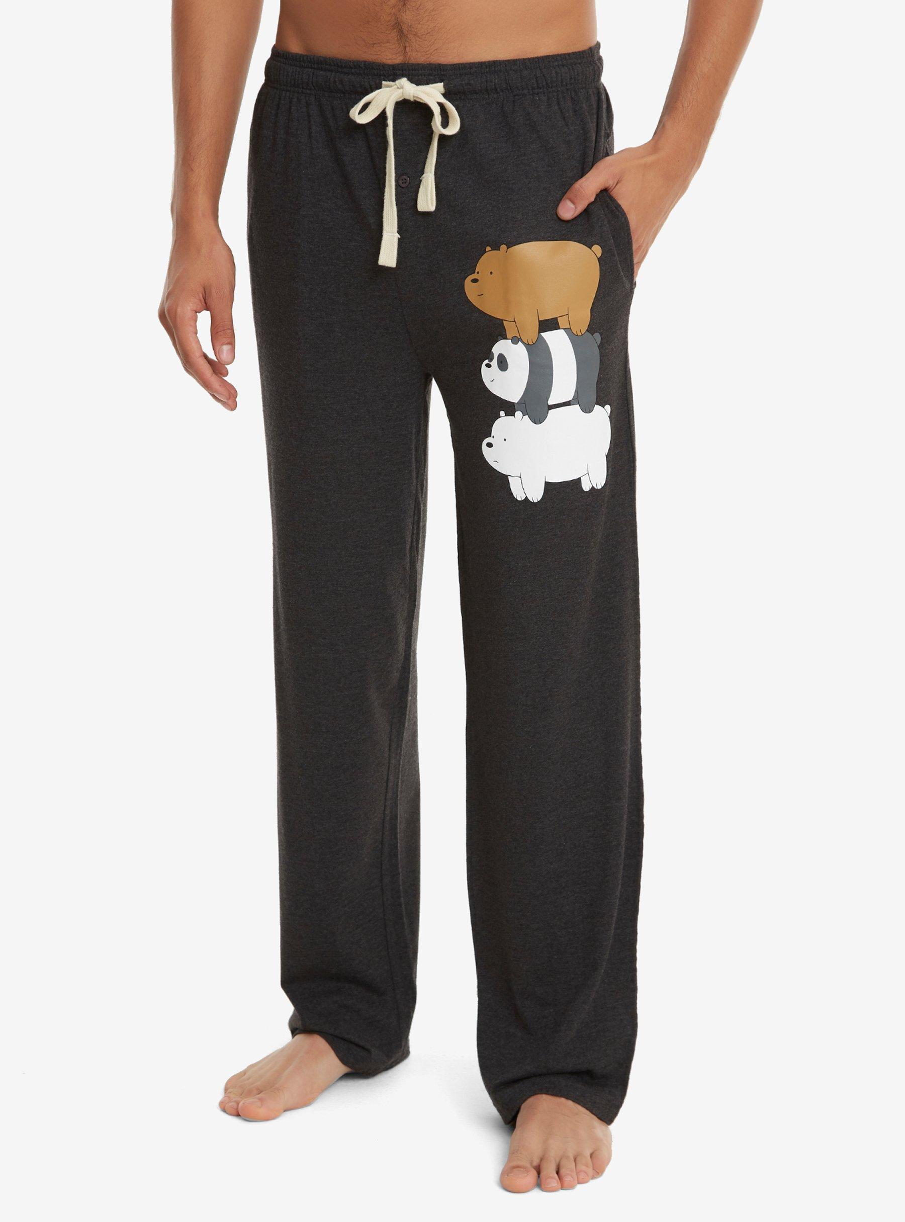 We Bare Bears Bear Stack Guys Pajama Pants, BLACK, hi-res