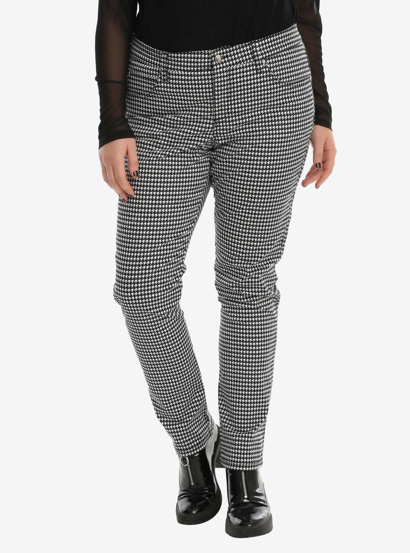 Tripp Black & White Houndstooth Skinny Jeans Plus Size, , hi-res