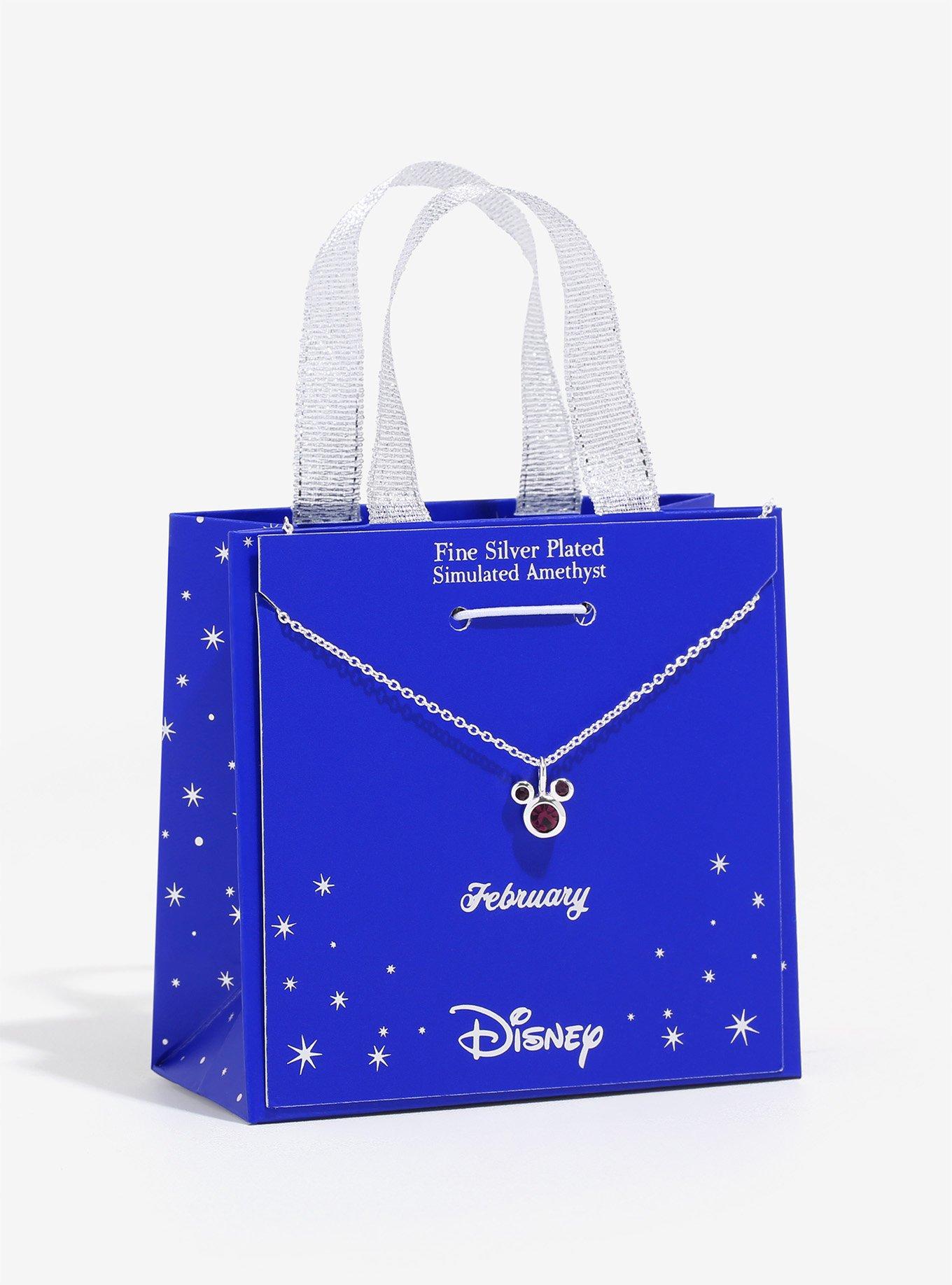 Disney Mickey Mouse February Amethyst Birthstone Necklace, , hi-res
