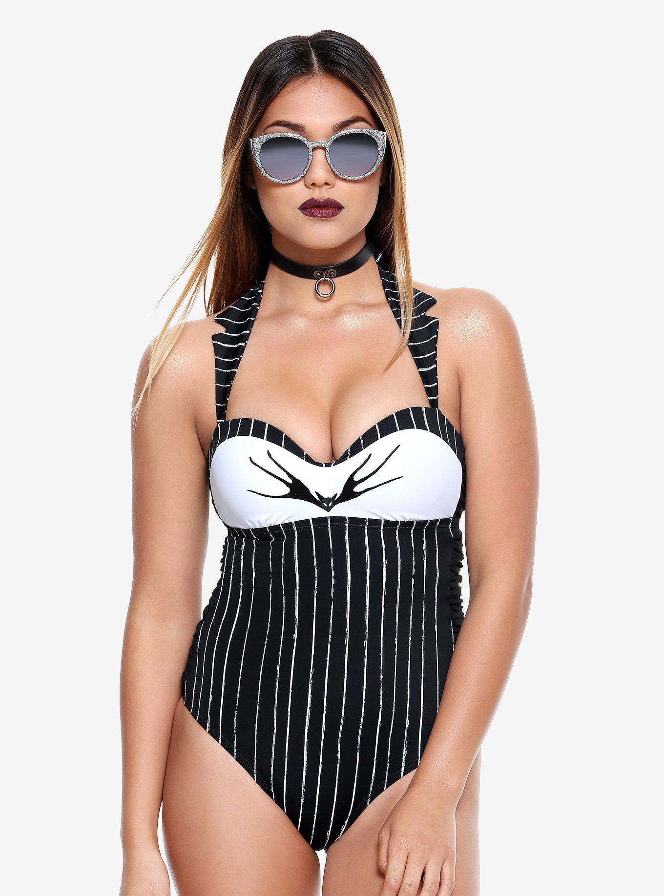 The Nightmare Before Christmas Jack Skellington Swimsuit, BLACK-WHITE, hi-res