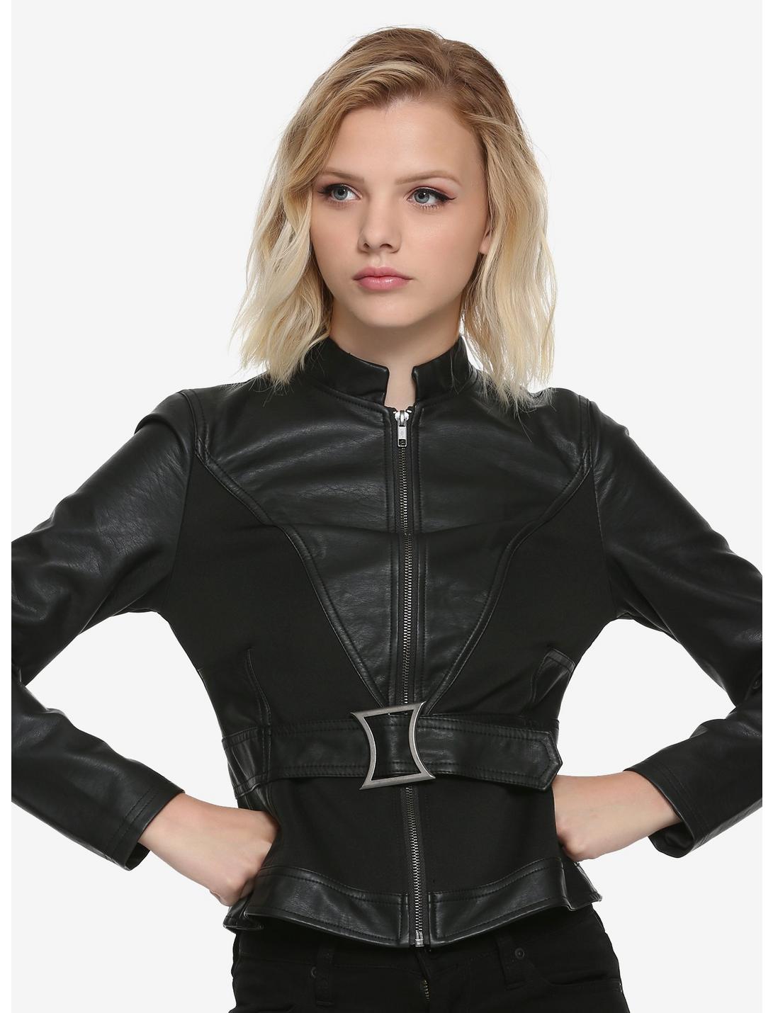 Marvel Black Widow Girls Belted Jacket, BLACK, hi-res