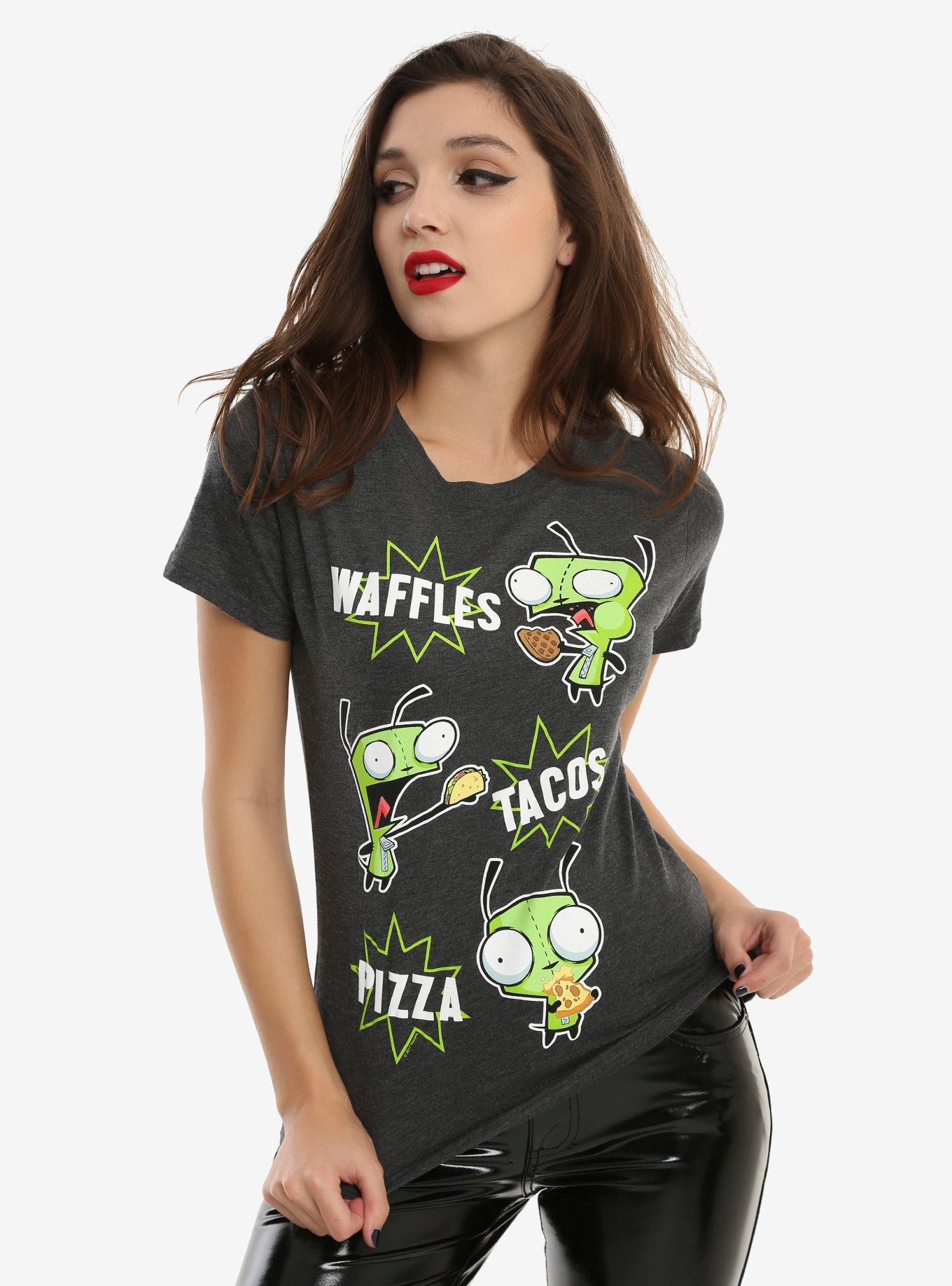 Invader Zim Gir Food Burst Girls T-Shirt, GREY, hi-res