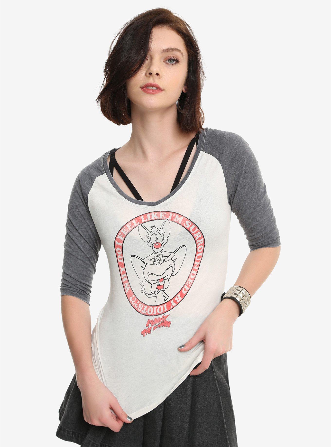 Pinky And The Brain Surrounded By Idiots Girls Raglan, WHITE, hi-res