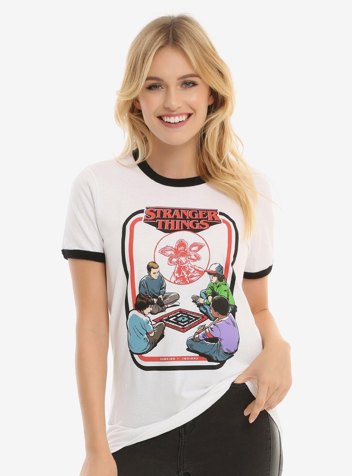 Stranger Things Board Game Womens Ringer Tee, WHITE, hi-res