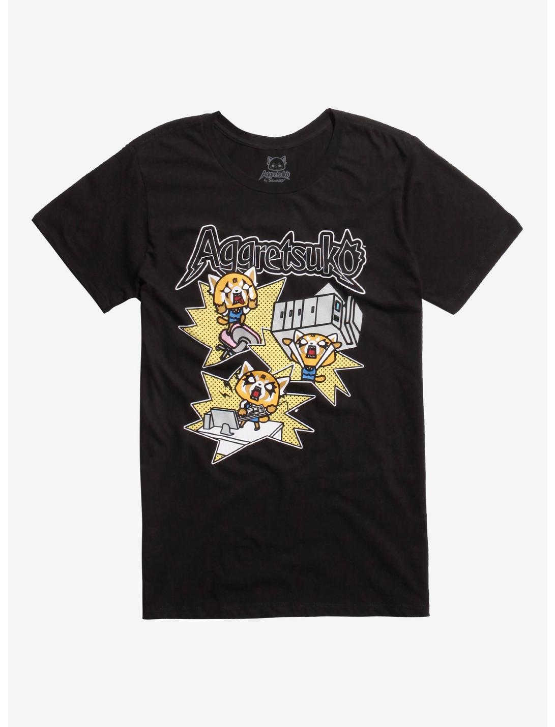Aggretsuko Office Rage T-Shirt, BLACK, hi-res