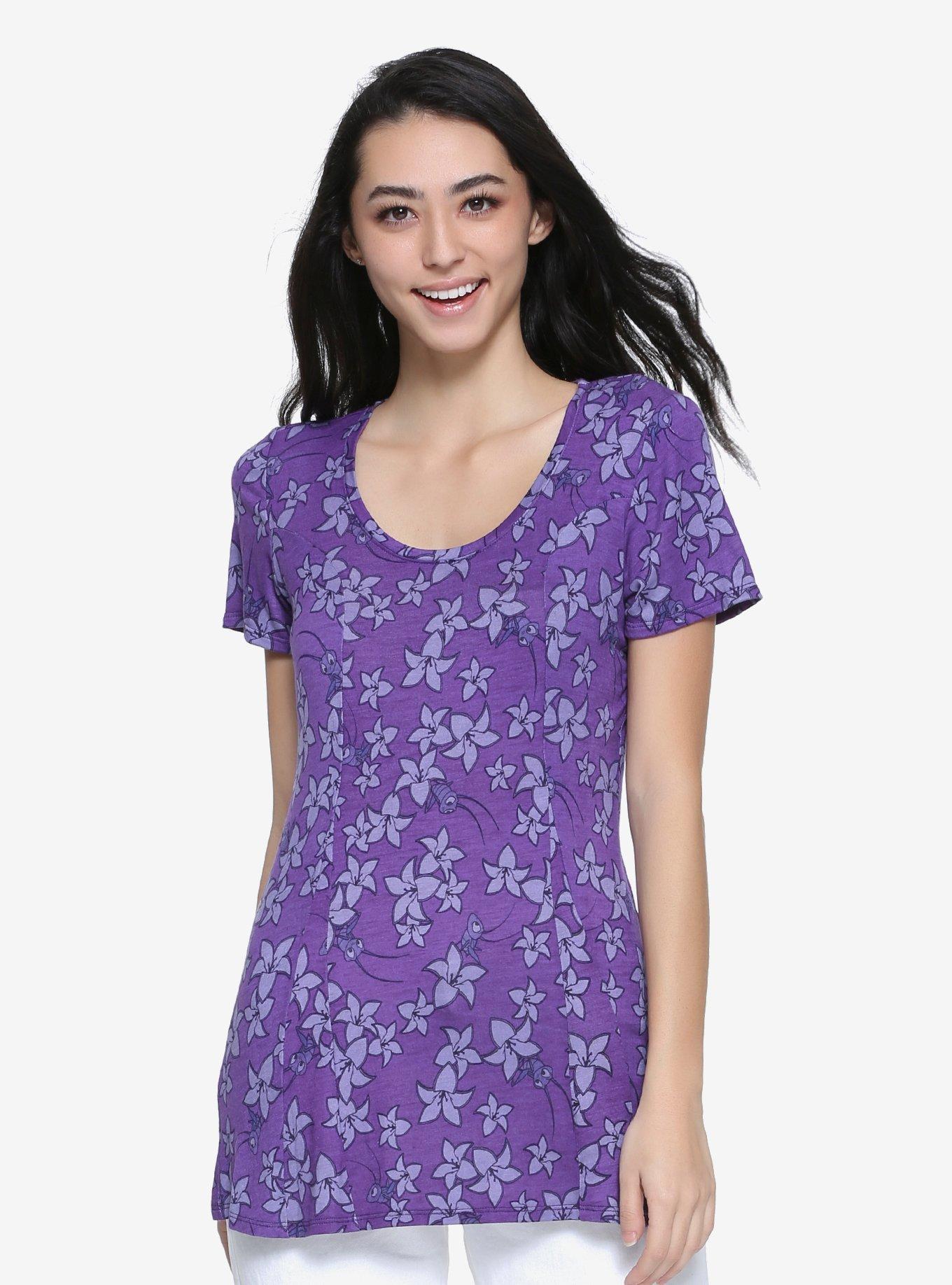 Disney Mulan Floral Cri-Kee Blouse - BoxLunch Exclusive, PURPLE, hi-res