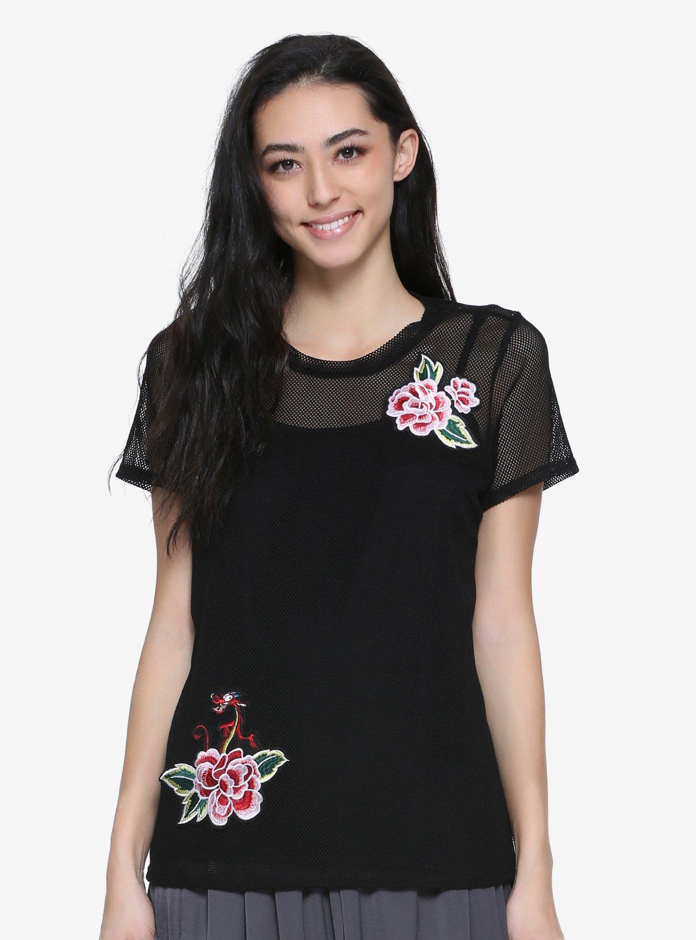 Disney Mulan Mushu Mesh Womens Top - BoxLunch Exclusive, GREY, hi-res