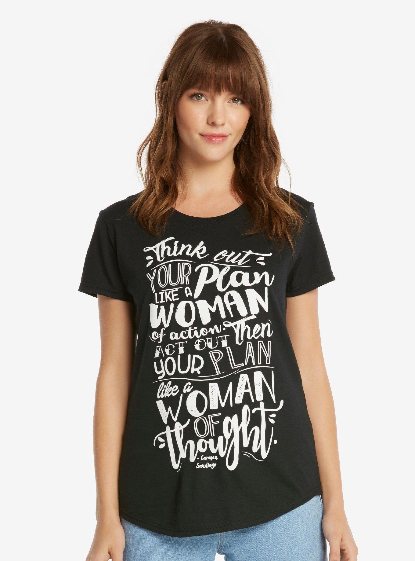 Carmen Sandiego Like A Woman Womens Tee - BoxLunch Exclusive, GREY, hi-res