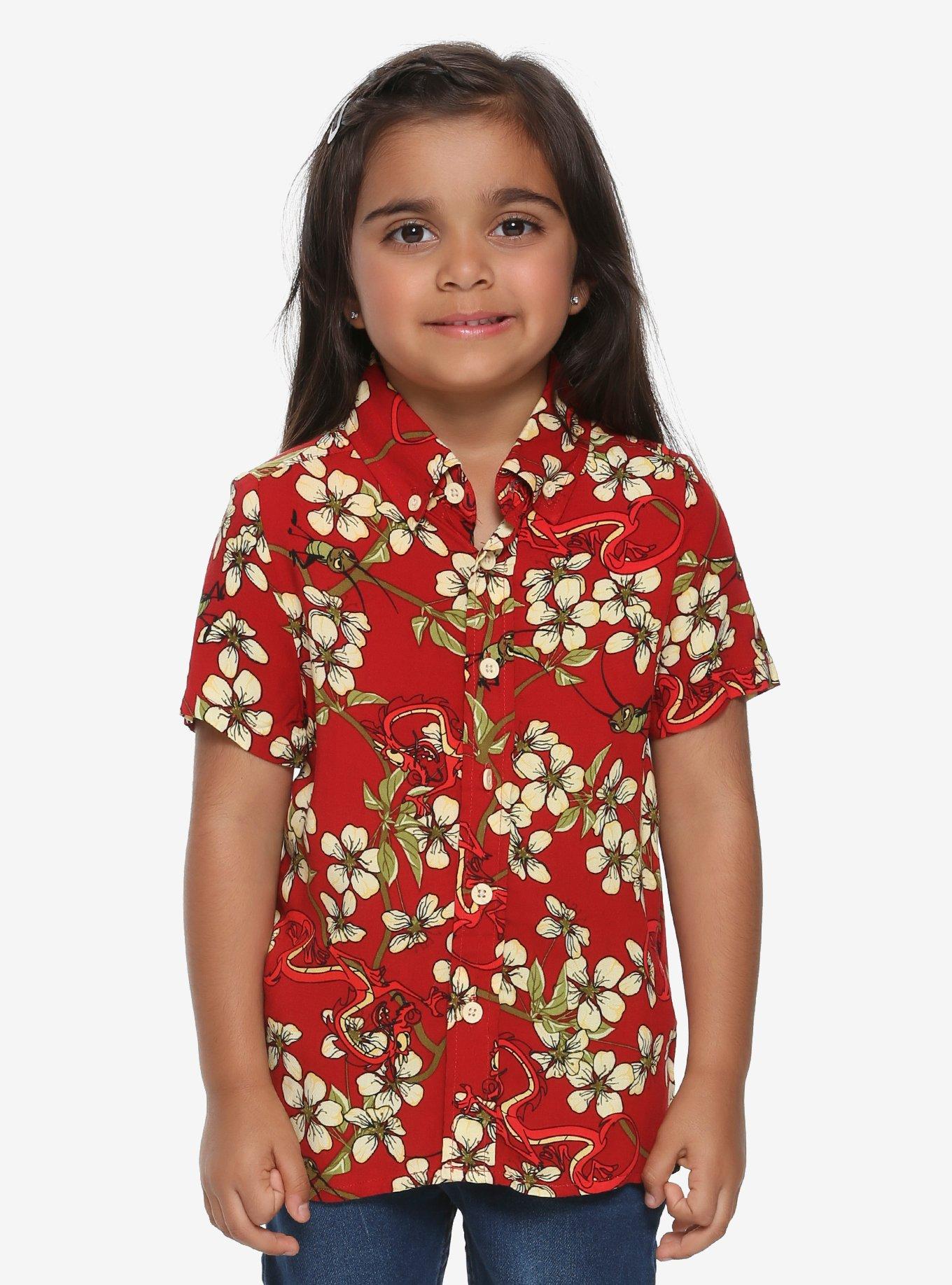 Disney Mulan Mushu & Cri-Kee Toddler Woven Button-Up - BoxLunch Exclusive, RED, hi-res