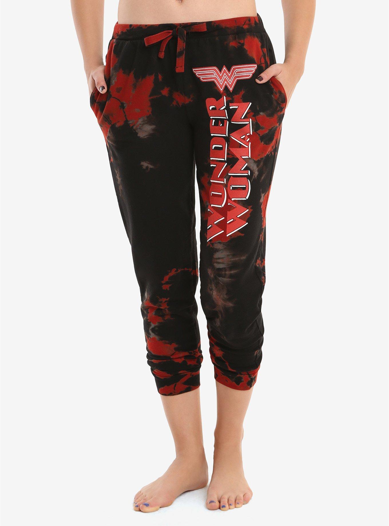 DC Comics Wonder Woman Red Tie-Dye Girls Jogger Pants, RED, hi-res