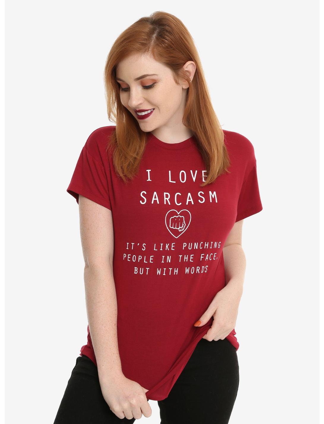 I Love Sarcasm Girls T-Shirt, BURGUNDY, hi-res