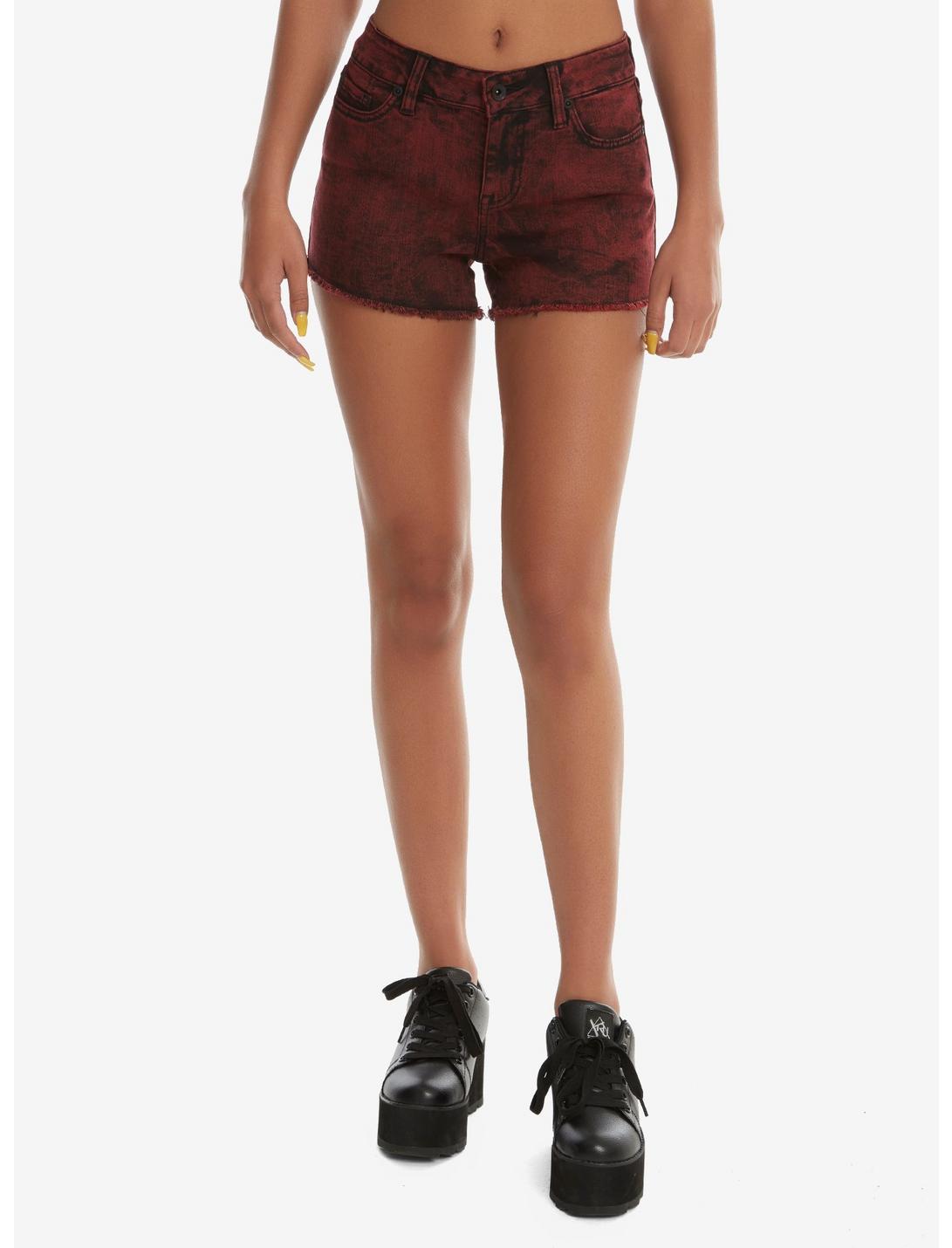 Blackheart Red Wash Low Rise Shorts, RED, hi-res